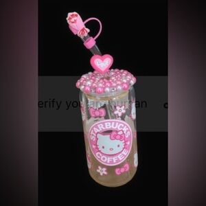 16oz glass tumbler with lid and glass straw